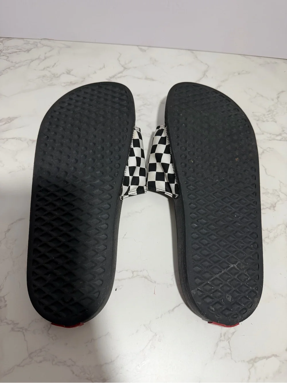 Vans La Costa Black and White Checkered Slide Sandals -- 11